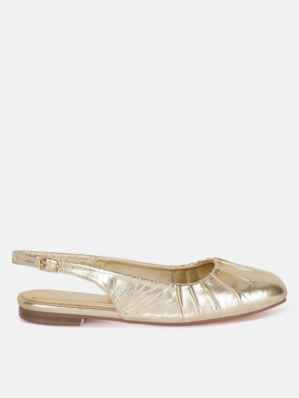 All Black Designer Gold Metallic Flat Slip On Slingbacks Shoes Size 9.5
